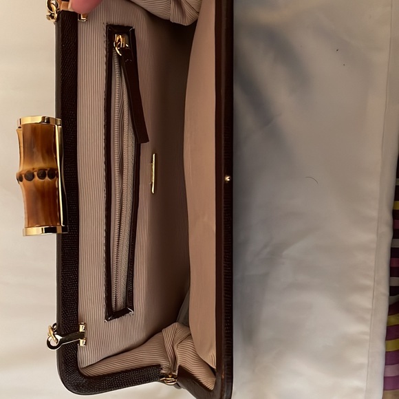 NEW Ann Taylor brown leather purse with gold chain. - Picture 5 of 12